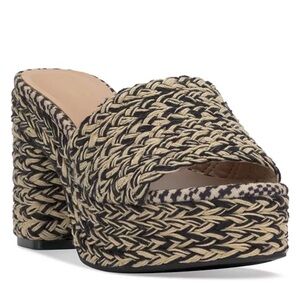 INC International Concepts Black and Tan Woven Platform Sandals